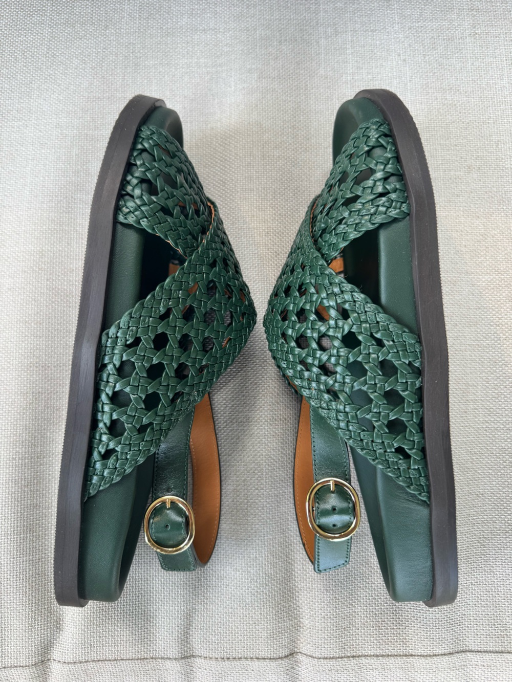 Sézane Tilda Sandal Forest Green 9 NEW - Picture 4 of 5
